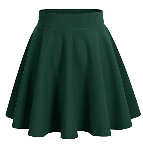DRESSTELLS Falda Mujer Mini Corto Elástica Plisada Básica Multifuncional Dark Green L