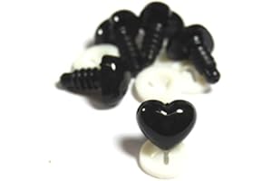 celloexpress Pack of 5 - BLACK Heart Noses 18mm x 15mm with Plastic Backs - Teddy Bear & Soft Toy Making Character Nose