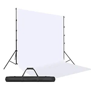 Boltove White Screen Backdrop with Stand, 8FT X 10FT Wide White Screen Backdrop with 9 FT x 9 FT Wide Photo Backdrop Stand, Photo Backdrop Stand Kit Include Carry Bag