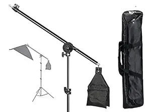 HIFFIN Photo Studio 9 FT Light Stand with 4.5 FT Boom Arm and Empty Sandbag for Supporting Softbox Lighting Photography Tripod with Carry Bag