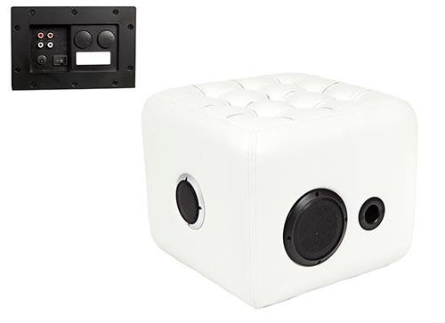 Preisvergleich Produktbild Boom Ottoman Bluetooth Lautsprecher Sound Cube - Integrierte Subwoofer und Stereo Lautsprecher, Lautstärke, Bass & Audio Jack (weiß)