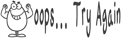 Oops… try again with egg image, pre-inked teacher rubber stamp (#671602-J), Style J, Purple ink, Large size (58 x 18mm)
