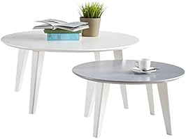 Demeyere 499015 Round Set de Table Basse Blanc/Gris 78 x 78 x 35,5 cm