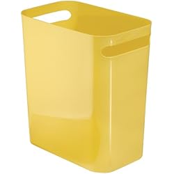 InterDesign Una corbeille à papier, poubelle en plastique avec poignées, conteneur à papier pour bureau, cuisine ou salle de bain, jaune