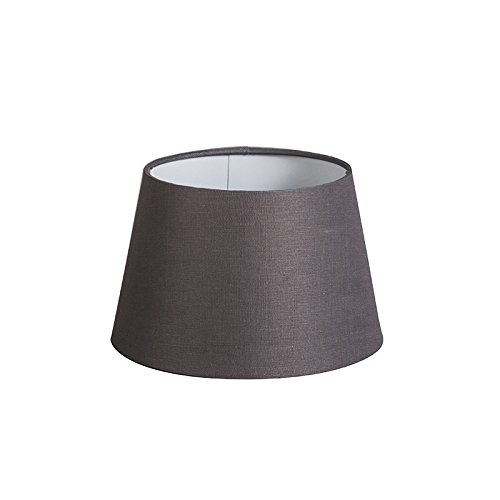 QAZQA Leinen Lampenschirm 20cm rund DS E27 leinen braun-grau , Rund konisch Schirm Pendelleuchte, Schirm Stehleuchte,