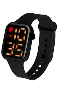 WRIGHTRACK Latest New Generation Sports Digital Square Black Dial Day Date Calendar Yellow LED Watch for Boys, Girls & Kids (Black)