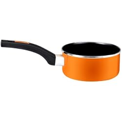 Monix Mandarina - Casserole 16 cm en Acier émaillé Orange avec antiadhésif Teflon Classic.