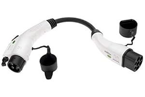 Adapter für Elektrofahrzeug Ladekabel - Typ 2 IEC 62196 auf Typ 1 SAE J1772 EV + Ladegerätadapter - 1-Phase 32A (7,6 kW) Schwarz/Weiß-Steckverbinder