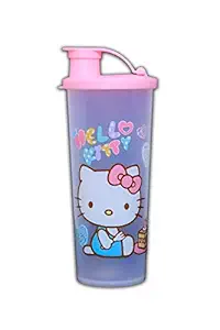 Warrior Hello Kitty Cartoon Print Plastic Sipper Bottle for Kids Gifting (Set of 2)