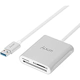 CF Memory Card Reader, Alxum Superspeed USB 3.0 Multi-in-1 Compact Flash Card Reader for Sandisk CF Card/SD Card/Micro SD Card, Read and Write on 2 Cards Simultaneously for Mac, Pro Air, PCs, Laptops