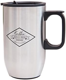 HEESUNG Double Wall Stainless Steel Travel Mug With Handle Classic Coffee Mug or Tea Mug With Top Lid,450ml Coffee Cup