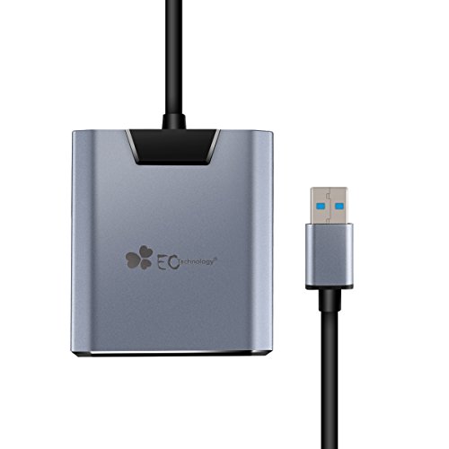 Lector de tarjetas de Aluminio Superspeed EC Technology USB 3 0 Multi Adaptador de Tarjetas de Memoria  Soporta 3 Tarjetas Simult  neamente para TF   SD   CF   SDXC   SDHC para MacBook Air Pro  iMac  Mac Mini  Microsoft Surface Pro  Lenovo - Negro