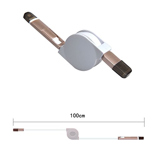 CJbrother 2 in 1 Micro USB und 8 Pin Anschluss! Ausziehbares Roll up Ladekabel Daten Kabel Gummi für iPhone, iPad, iPod / Samsung, HTC, LG, Sony etc. - 3