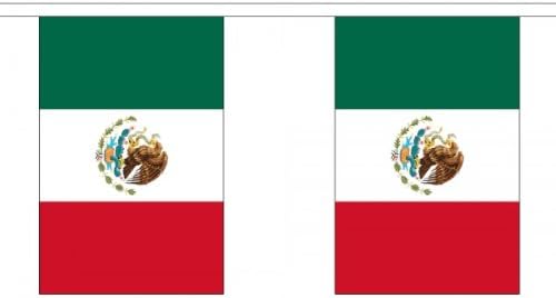 9 Metres 30 (9" x 6") Flag Mexico Mexican 100% Polyester Material Bunting Ideal Party Decoration For Street House Pubs Clubs Schools