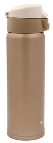 Kooyi Vakuum Isolierbecher aus Edelstahl, Kaffeebecher Reisebecher 450 ml, Koffee to go Becher, einhändig zu öffnen und Trinken, 100% auslaufsicher BPA frei (Golden) - 2