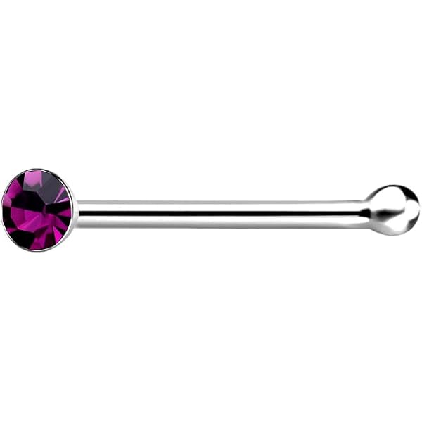 925 Sterling Silver Nose Stud 3mm Blue Topaz CZ Heart