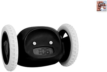 ZWQ Funny Hide and Seek Alarm Clock Runaway Alarm Clock on Wheels Cute Alarm Clock for Heavy Sleepers/Kids/Lover/Family etc (Black)