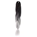 UQ 24" 1PC Two Tone Colors Black Light Grey Ombre Braiding Hair Synthetic Fibers Extension 100g