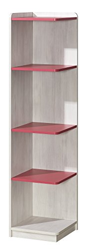 Preisvergleich Produktbild Eckregal NUKI Bücherregal Regal Standregal Kinderzimmer Babyzimmer (Norwegische Kiefer - Himbeere)