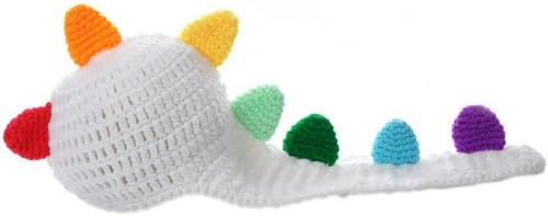 JTC(TM) Newborn Hat Baby Girl Boy Cap Crochet Knit Beanie Costume Clothes Photo Photography Prop Outfit Dinosaur Pattern Toddler (White)
