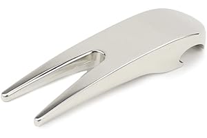 IKAAR Golf Divot Repair Tool Mini Golf Pitchfork Putting Fork Stainless Steel Golf Divot Tool with Bottle Opener Silver