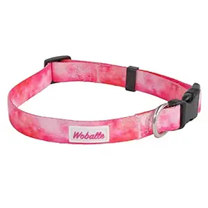 Woballe Dog Collar for Small Medium Large Dogs, Soft Webbing, Adjustable Size, Pink Watercolor, Medium