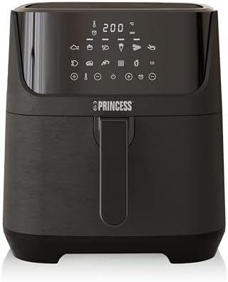 Princess Friggitrice ad Aria Digitale 6,5 L con Separatore Rimovibile, 12 Programmi, Touchscreen, Fino al 60% di Risparmio Energetico, Senza Olio, per 1,5 kg Patatine, Nera, 182061