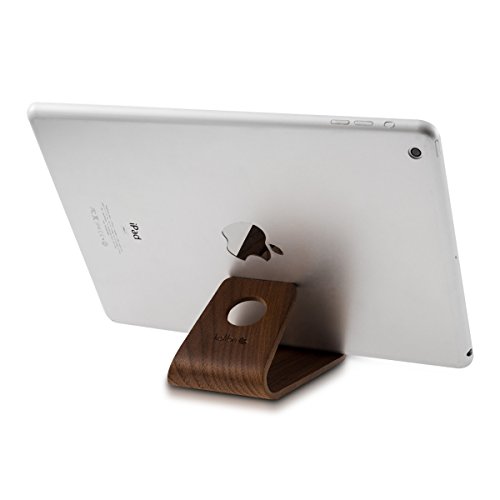 kalibri Supporto Smartphone universale da tavolo - Stand per cellulare tablet Apple Samsung iPad - Sostegno Dock iPhone per scrivania - legno noce