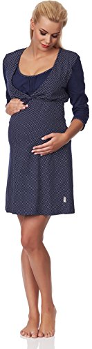 Be Mammy Maternity Night Dress Galla (Dotted/Dark Blue, L)