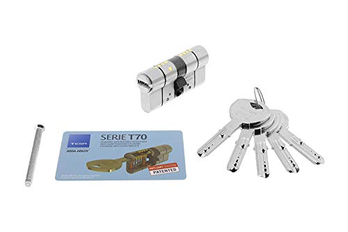 Tesa Assa Abloy Cilindro de Alta Seguridad, Llave - Leva Larga, Niquelado, 30 x 40 mm