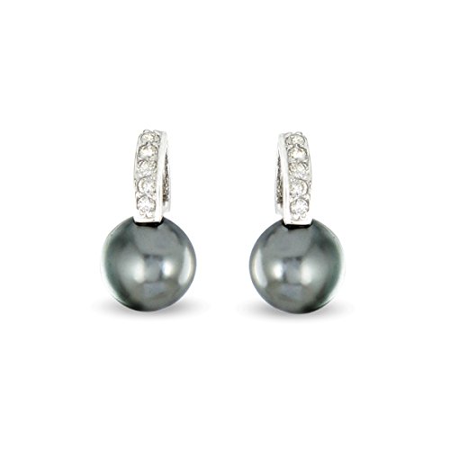 Tous mes bijoux Damen-Ohrstecker Sterling-Silber 925 1 g Zirkonia Tahitiperle Grau BOMB01037