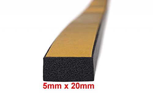 Preisvergleich Produktbild 5m-Moosgummidichtung Vierkant selbstklebend 5mm x 20mm - MVS 500520