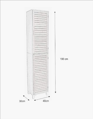 osoltus Nordic Badregal Bad Hochschrank 190cm Wandschrank Bambus braun Holz weiß - 2