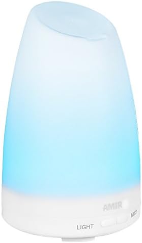 AMIR 150ml Ultrasonic Aroma Diffuser with 7 Colorful LED Lights, Aromatherapy Essential Oil Diffuser, Cool Mist Humidifiers and Waterless Automatically Shut-off, for Home, Yoga, Office, Spa, Bedroom, Baby Room