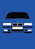 - Grußkarte von Retro Motor Company, zeigt die Frontansicht eines BMW E36 M3