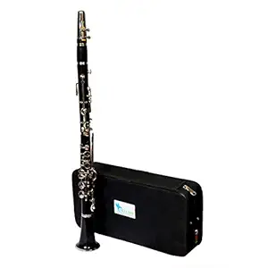 Skylark Musicals 14 Keys German Silver Kaali Shehnai/Clarinet with Case (Black)