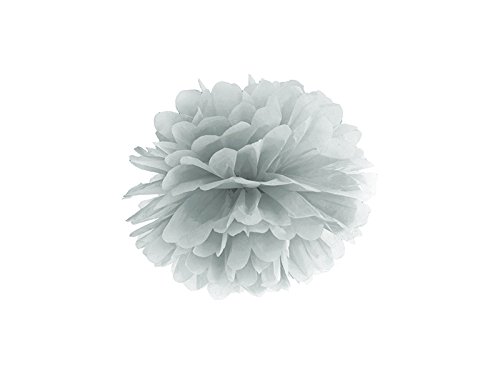 Deko Pom Pom für Haus, Garten, Hochzeit und Party 25cm silber Seidenpapier