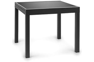blumfeldt Pamplona Extension Tavolo da Giardino - Allungabile, Alluminio, Vetro, SmartSpace Concept, Superficie Max. 180 x 83 cm, Fino a 6 Persone, Resistente alle Intemperie, Grigio Scuro