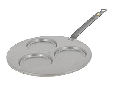 De Buyer 5612.03 'Mineral B Element' Poêle Triblinis - Revêtue de Cire d'Abeille - Tôle d'Acier Blanche - Diamètre 3x 10 cm