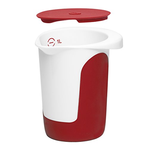 Emsa 508017 Quirltopf mit Deckel, 1 Liter, Abriebfeste Skala, Weiß/Rot, Mix & Bake - 2