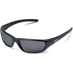 Duduma Gafas de Sol Deportivas Polarizadas Para Hombre Perfectas Para Esquiar Golf Correr Ciclismo TR8116 Súper Liviana Para Hombre y Para Mujer (marco mate negro con lente negro)