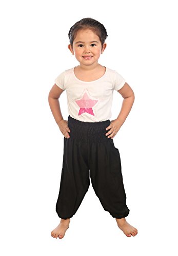 Lofbaz Bebé Pantalones Harem Aladdin Color sólido Bohemio Negro Talla 12M