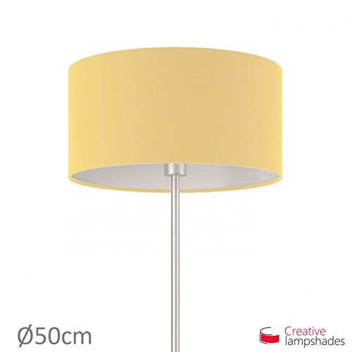 Lampenschirm Zylinder Hellgelb Leinwand – Durchmesser 35cm – H. 22cm, E27 Für Stand Pendelleuchten, Ja - 9