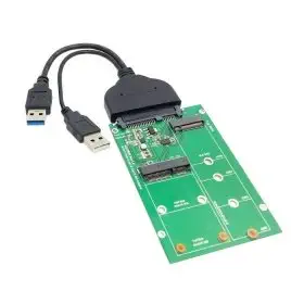 YC Cablecc USB 3.0 to SATA 22pin 2.5 Hard Disk to 2 in 1 Combo Mini PCI-E 2 Lane M.2 NGFF mSATA SSD Adapter Converter