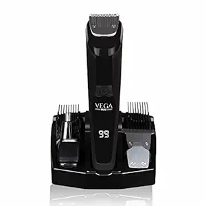 VEGA Men 9-in-1 Multi-Grooming Set with Beard/Hair Trimmer, Nose Trimmer & Body Groomer And Shaver, (VHTH-21), Black