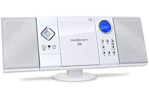 OneConcept V-12 Mini impianto stereo Hi Fi con lettore CD MP3 (USB, SD, AUX IN, radio AM / FM) bianco