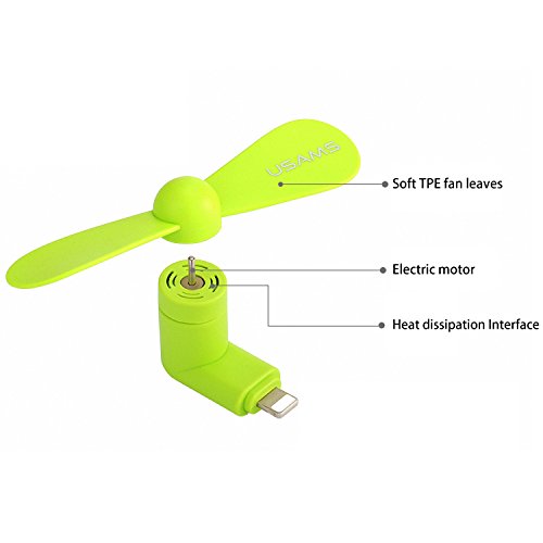 Portable Mini USB Phone Fan, USAMS Type-C Handy Fan, Cool Kühler drehbar Lüfter mit Zwei Blätter für Samsung S8/S8 Edge Huawei und andere Android Smartphone mit OTG Function (Weiß) - 3