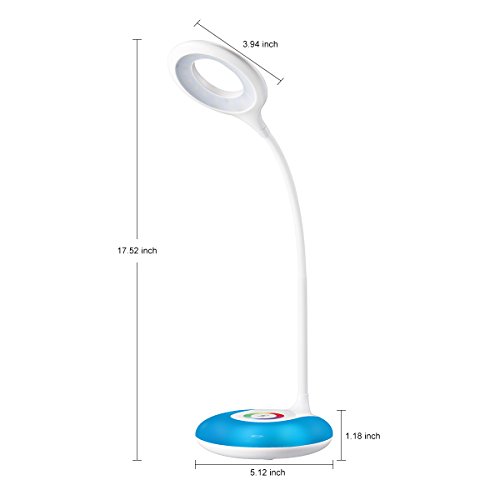 LED Schreibtischlampe HIHIGOU Dimmbare Augenschutz Leselampe 3.2W, Touch-Steuerung Farbwechsel und 3 Helligkeitsstufen, USB-Ladeanschluss 5V 1A, 360 Grad Flexibel Tischlampe Licht, weiß - 5