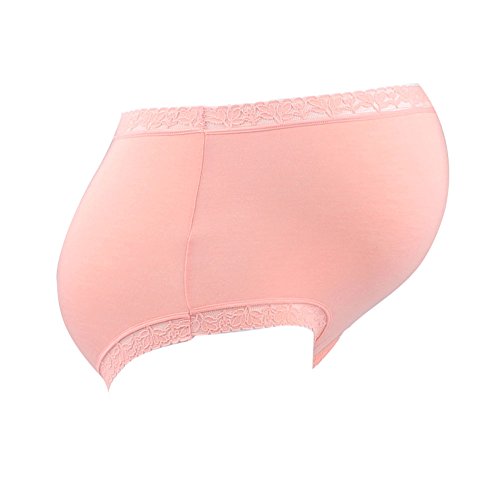 WANGSAURA Pregnant Women's Underwear Panties Model Lace Soft Smooth Cozy Maternity Briefs Knickers (Waist70-128cm/27.56"-50.39", shrimp pink)