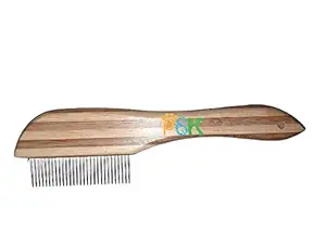 PSK PET MART Dog and Cat Wooden Handle Stainless Steel Teeth Anti Shedding Comb Pet Dematting Comb -Dogs Cats Long Short Thick Hair Comb Pet Fur Knot Remove Rake Shedding Grooming Brush